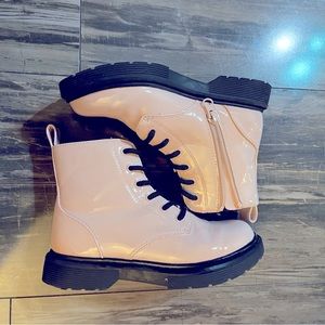 Patent leather combat boots